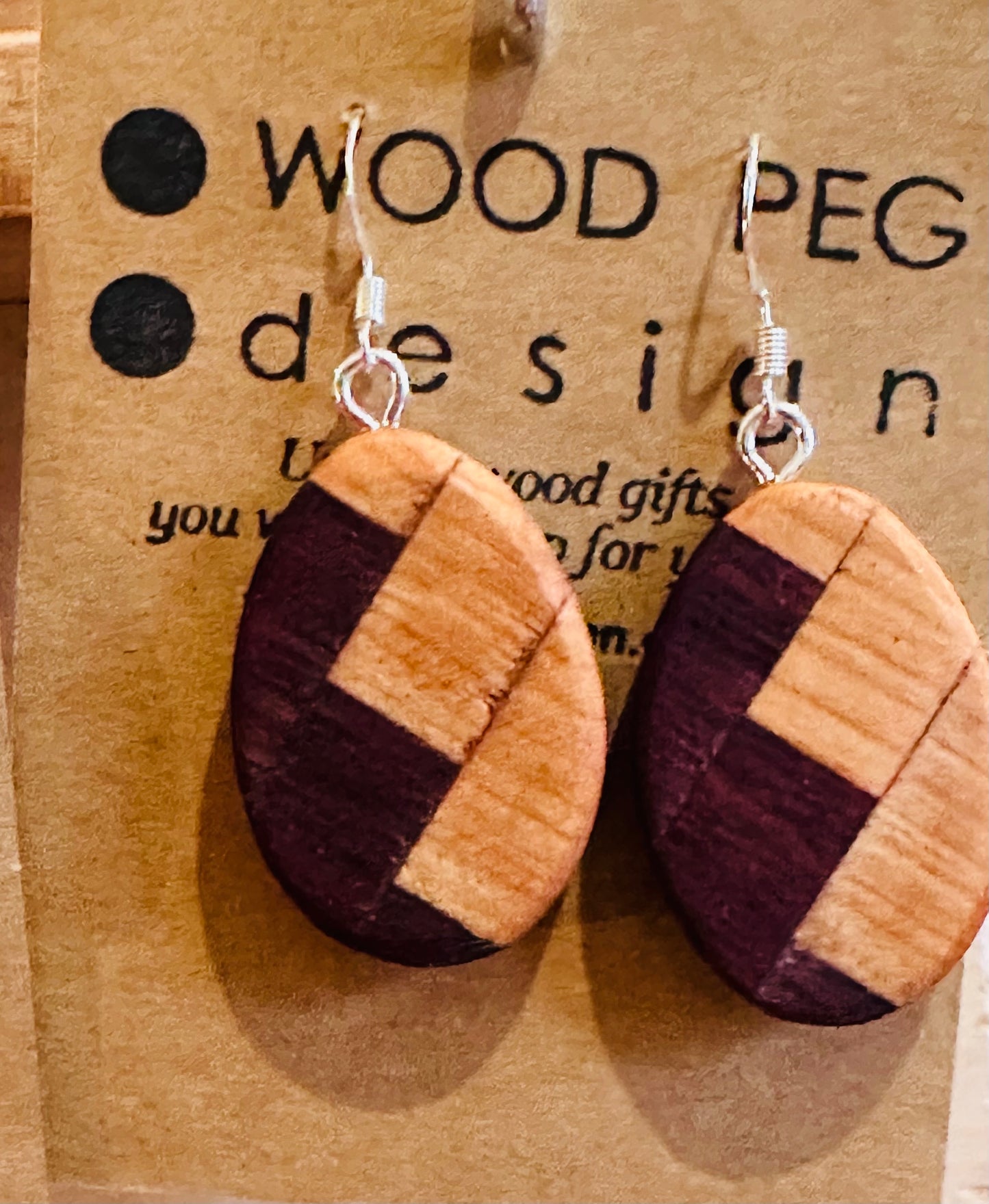 1C. Custom Earrings. Inlaid geometric oval or round earrings.
