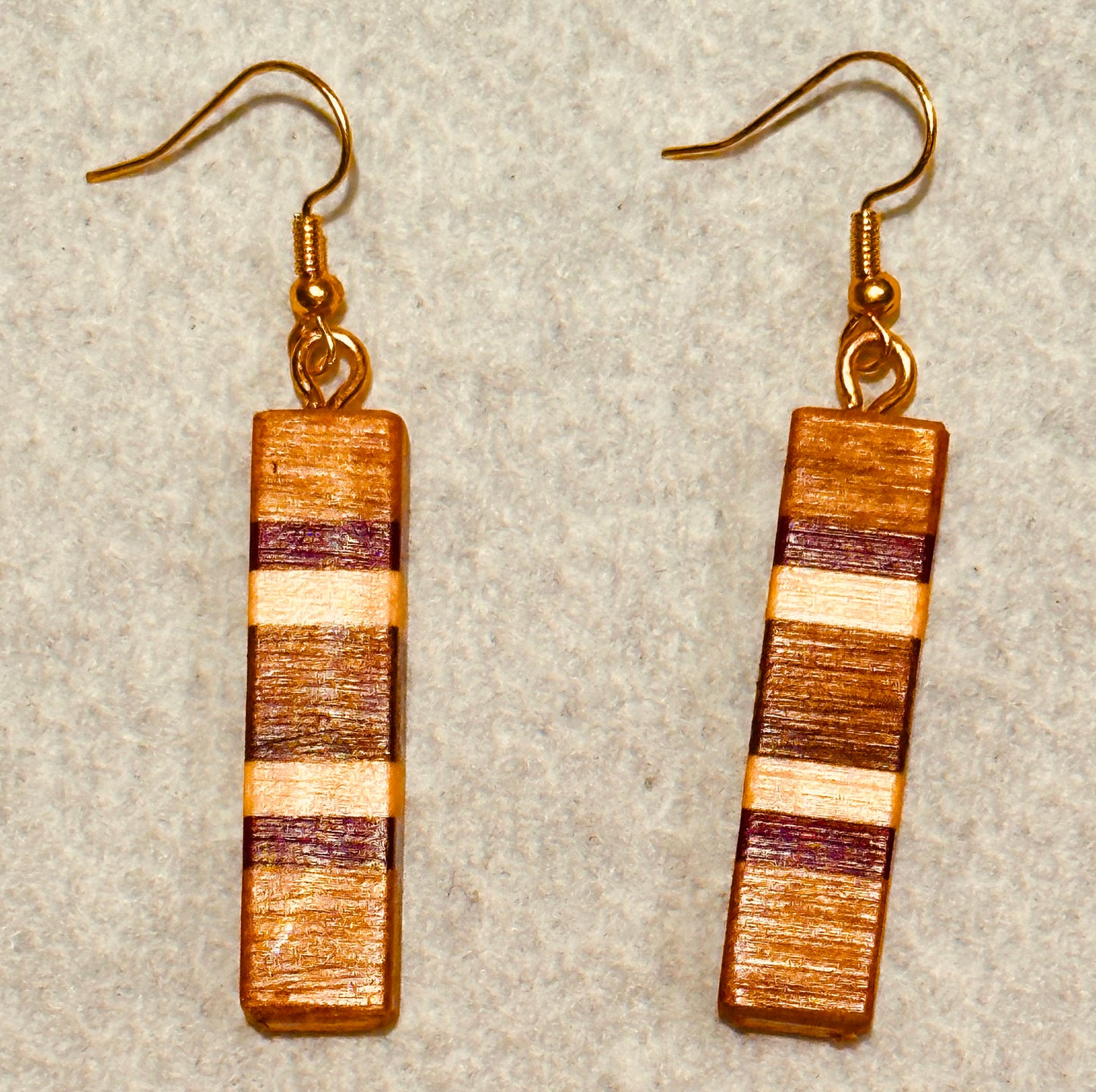 1D. Custom Earrings. Inlaid geometric stripes.