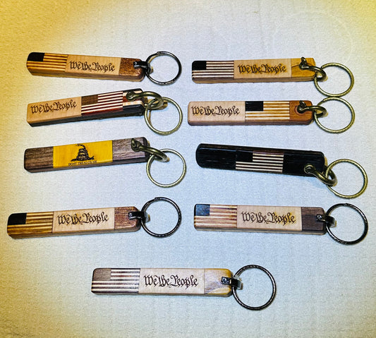 3. Keychains. Inlaid American Flag Patriotic design.