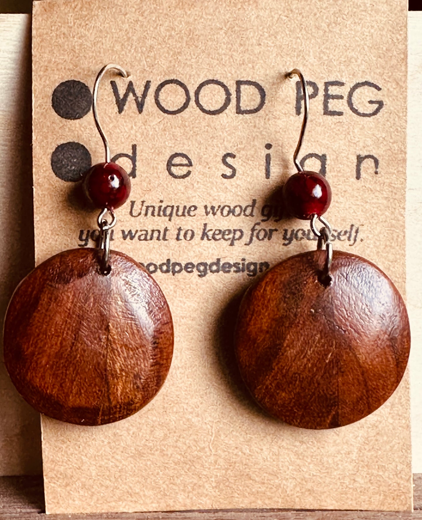 1B.  Custom Earrings.   Bookmatched burl walnut round earrings.